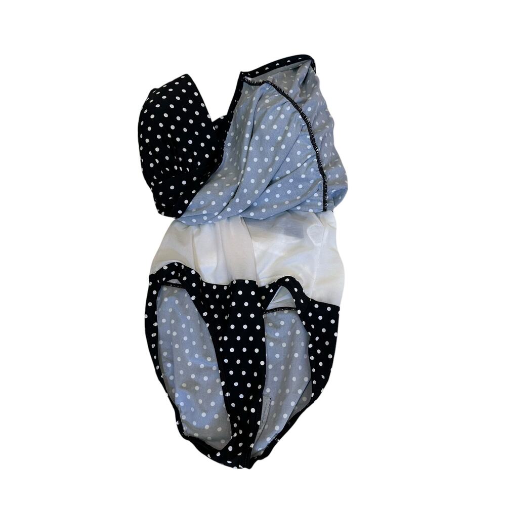 Lauren Ralph Lauren Black White Polka Dot Tummy Control Halter Swimdress 16 NWT - Picture 6 of 12